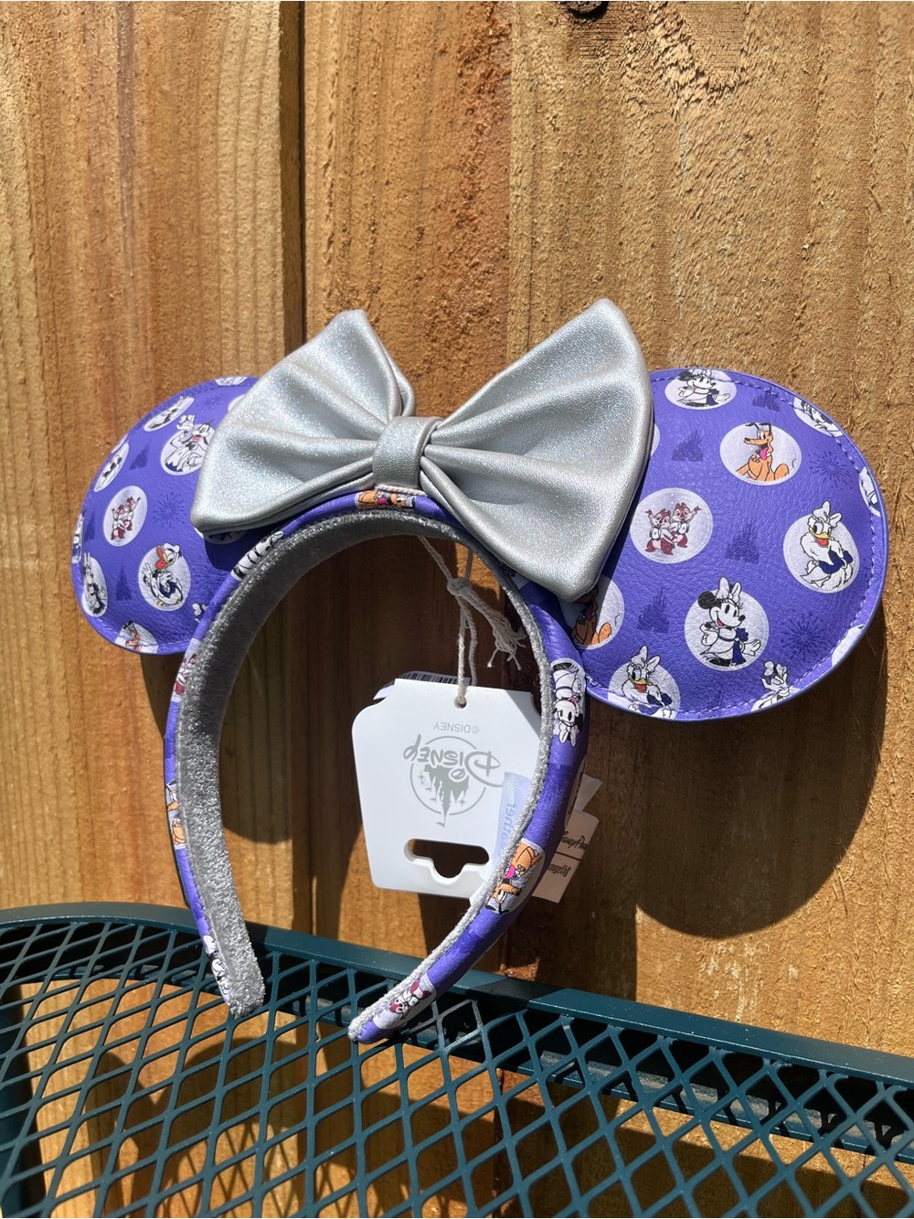 Loungefly Disney 100 Character Print Minnie Ears with Silver Bow Authentic